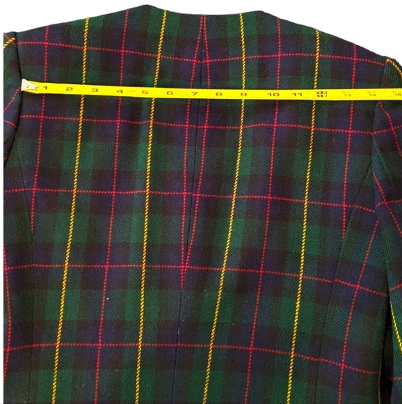 Vintage Joan Leslie Tartan Print Green & Red Blazer 6P - Picture 8 of 16